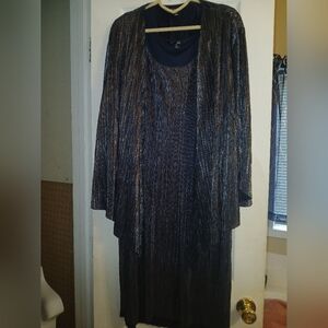 Black and Silver Long Sleeve Dress Set